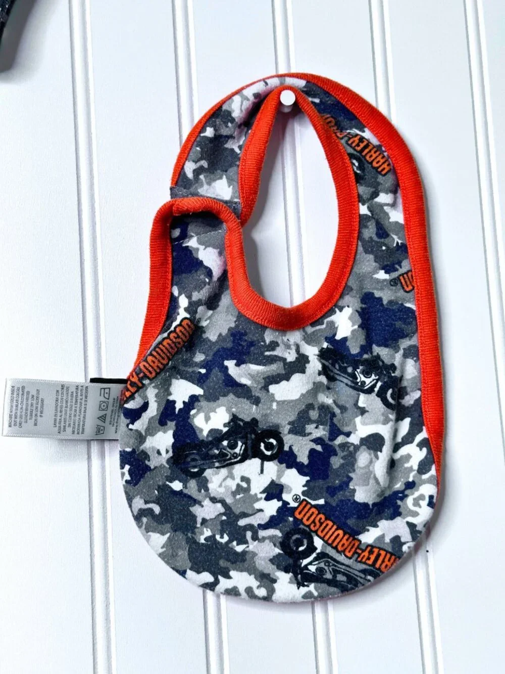 Harley-Davidson Orange Graphic Print Baby Bodysuit with Bib Size 18M